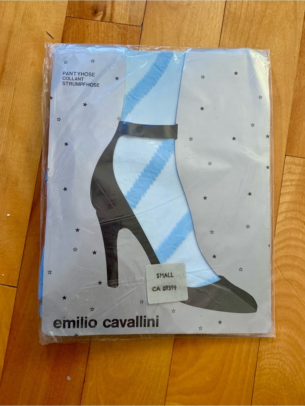 Vintage Emilio Cavallini Light Blue Striped Pantyhose
